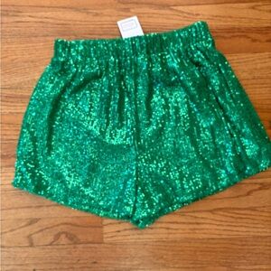 Fantastic Fawn Emerald Green Sequin Athletic Shorts